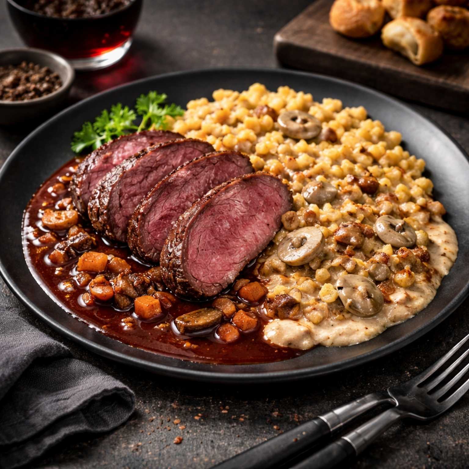 Rezept Hirschkeule ohne Knochen mit Pilz Sauce von WildJaeger