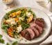 Rehrückenfilet mit Pfirsich-Rucola-Salat