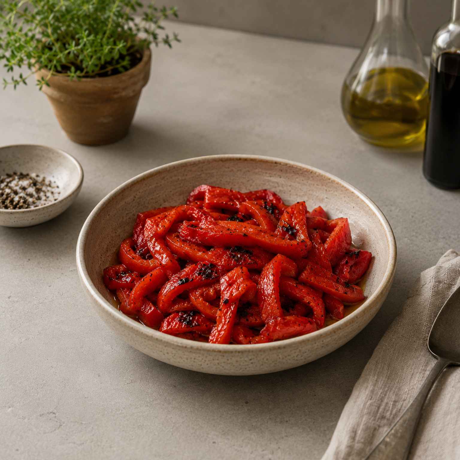 gebratener Paprika Salat mit Balsamico Essig